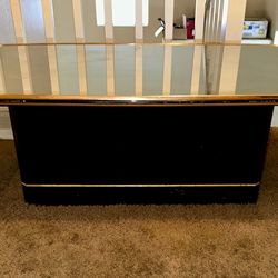 Postmodern Black Lacquered Mirror Top Coffee Table with Gold Trim