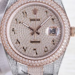 Moissanite Date just (Two Tone)(Arabic Dial)