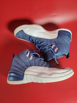 Nike Air Jordan 12 Retro Indigo Sneakers Shoes White Blue Mens Size 10.5