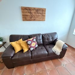 Brown Leather Sofa Couch – 3 Seat 