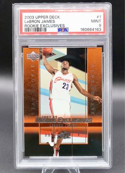 2003-04 UPPER DECK ROOKIE EXCLUSIVES #1 LEBRON JAMES RC PSA MINT 9