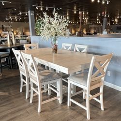 White 7pc Counter Height Dining Room Set 