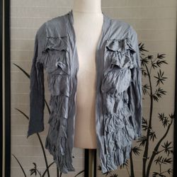 [Old Navy] Charcoal Gray Ruffle Tier Open Cardigan