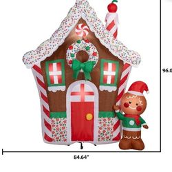 8 ft Gingerbread House Christmas Airblown Yard Inflatable,