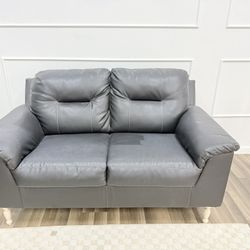 Black Leather Loveseat- 65” 