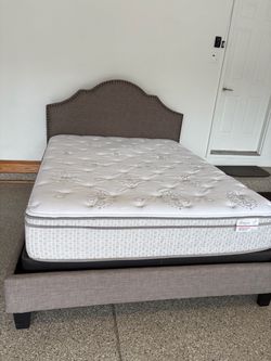 QUEEN Upholstered Bed Frame with Mattress