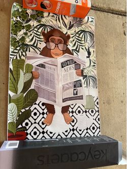Whimsical Monkey Reading Newspaper Unframed Canvas Art Print (15.5" x 24") – $5
