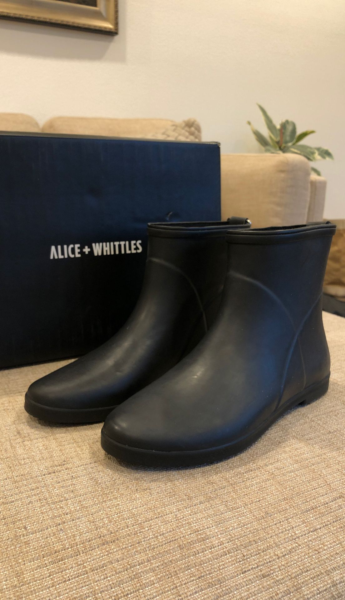 Black rain boots
