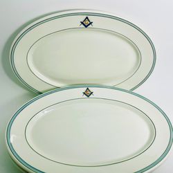 O.P. Co. Syracuse China Restaurantware with FREEMASON symbol,Oval Serving Platters