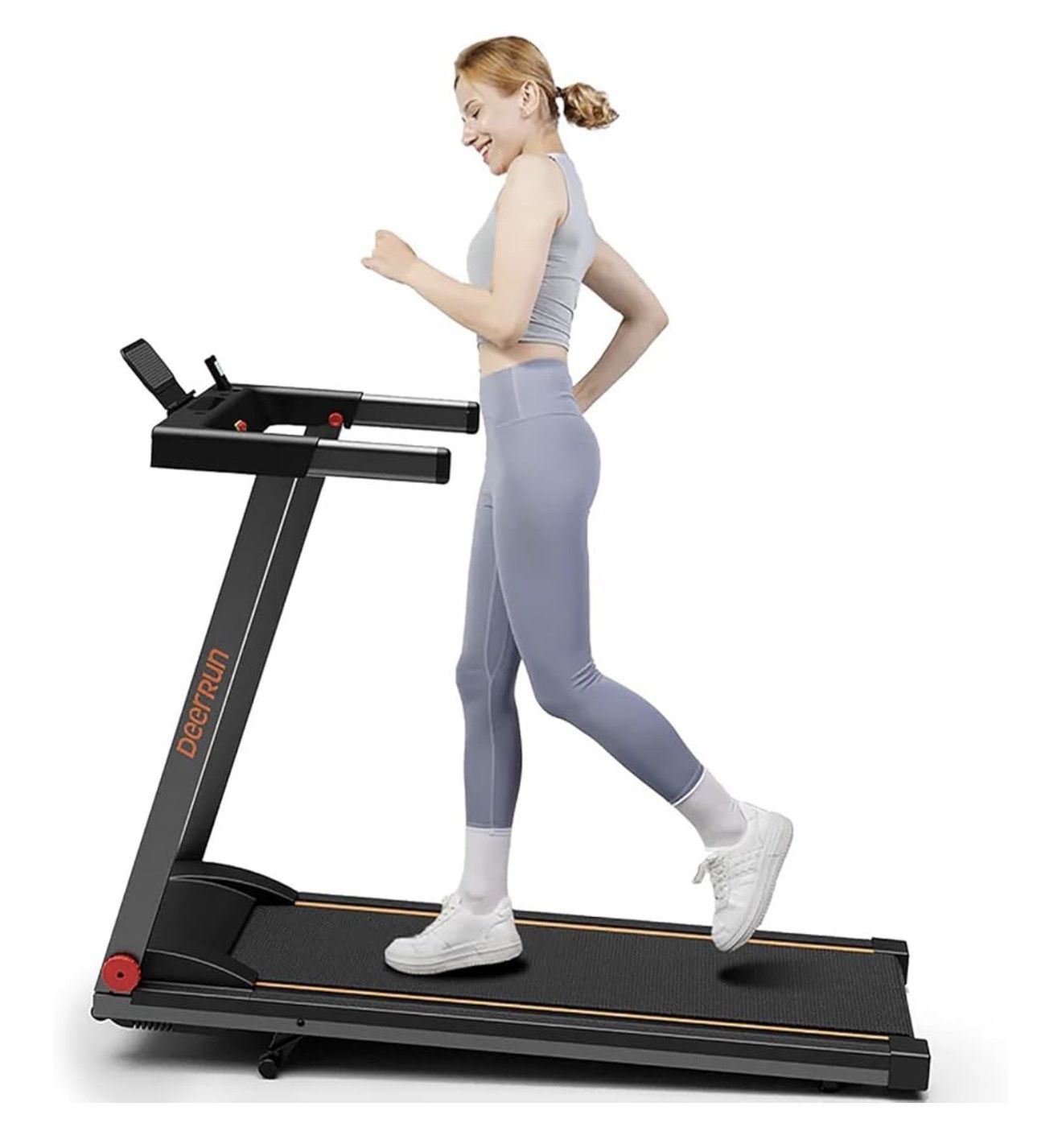 DeerRun Treadmills for Home with Incline and Handles, 3.5 HP Foldable Treadmill 350 LBS Weight Capacity for Small Spaces, Folding Running Machine with