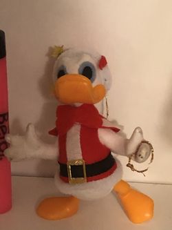 Christmas Disney Donald Duck felt Santa Claus figurine doll Christmas ornament vintage