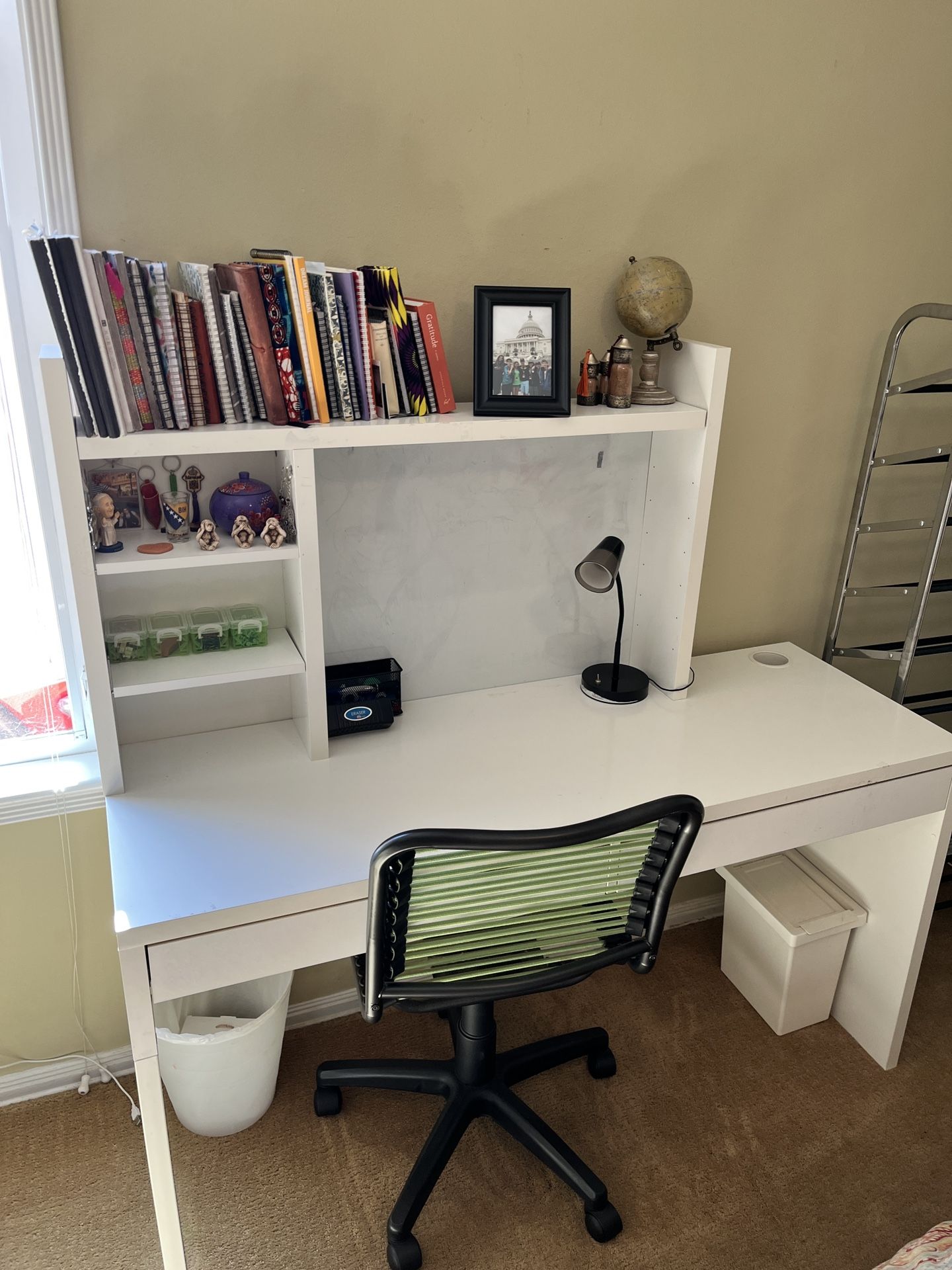 IKEA Desk With White Board And Bungee Cord Chair