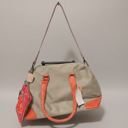 NWT Tan & Coral Pink Handbag w/ Wallet New $20 OBO 