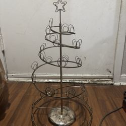 Vintage Silver Plated Card Photo Metal Christmas Tree Medium Size