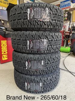 (4) - 265/60/18 Radar Renegade A/T Pro Tires