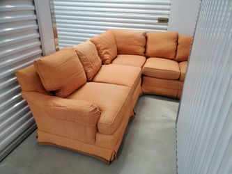 High-End William Alan Custom Sectional (NC Benchmark Quality) - Burnt Orange Linen/Tweed
