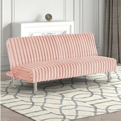 Audri Pink Corduroy Plush Couch Futon Sofa Bed