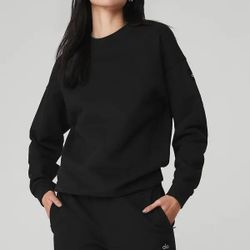 Alo Yoga Renown Heavy Weight Crew Neck Pullover XXS Black