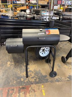 American Gourmet 430 Charcoal Offset Smoker Black