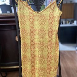 Size M SHEIN Yellow Snake Skin Dress 