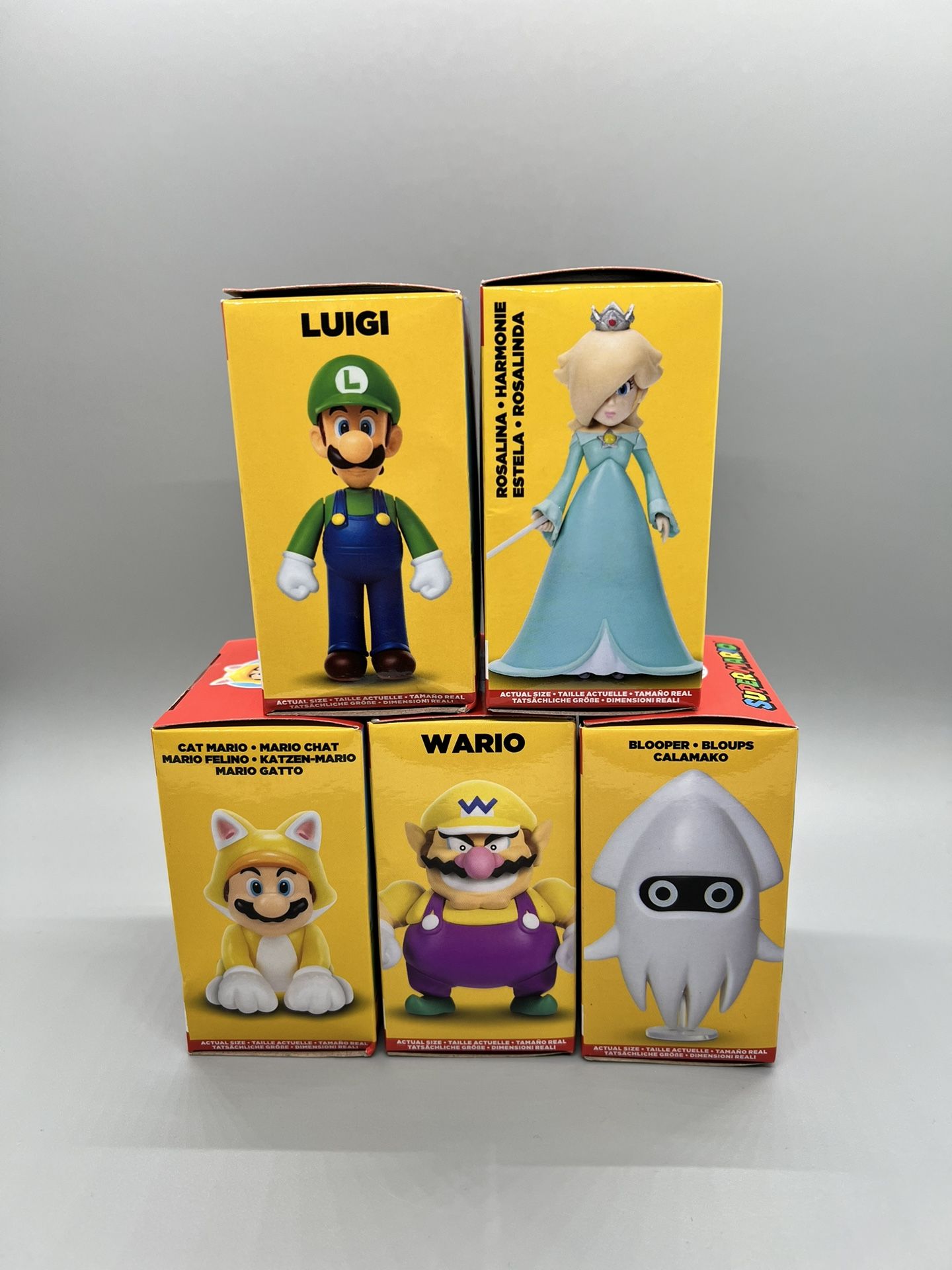 (Lot #2) Super Mario Jakks 5 Collectible Figures 2.5” Rosalina Blooper Wario Luigi Cat Mario