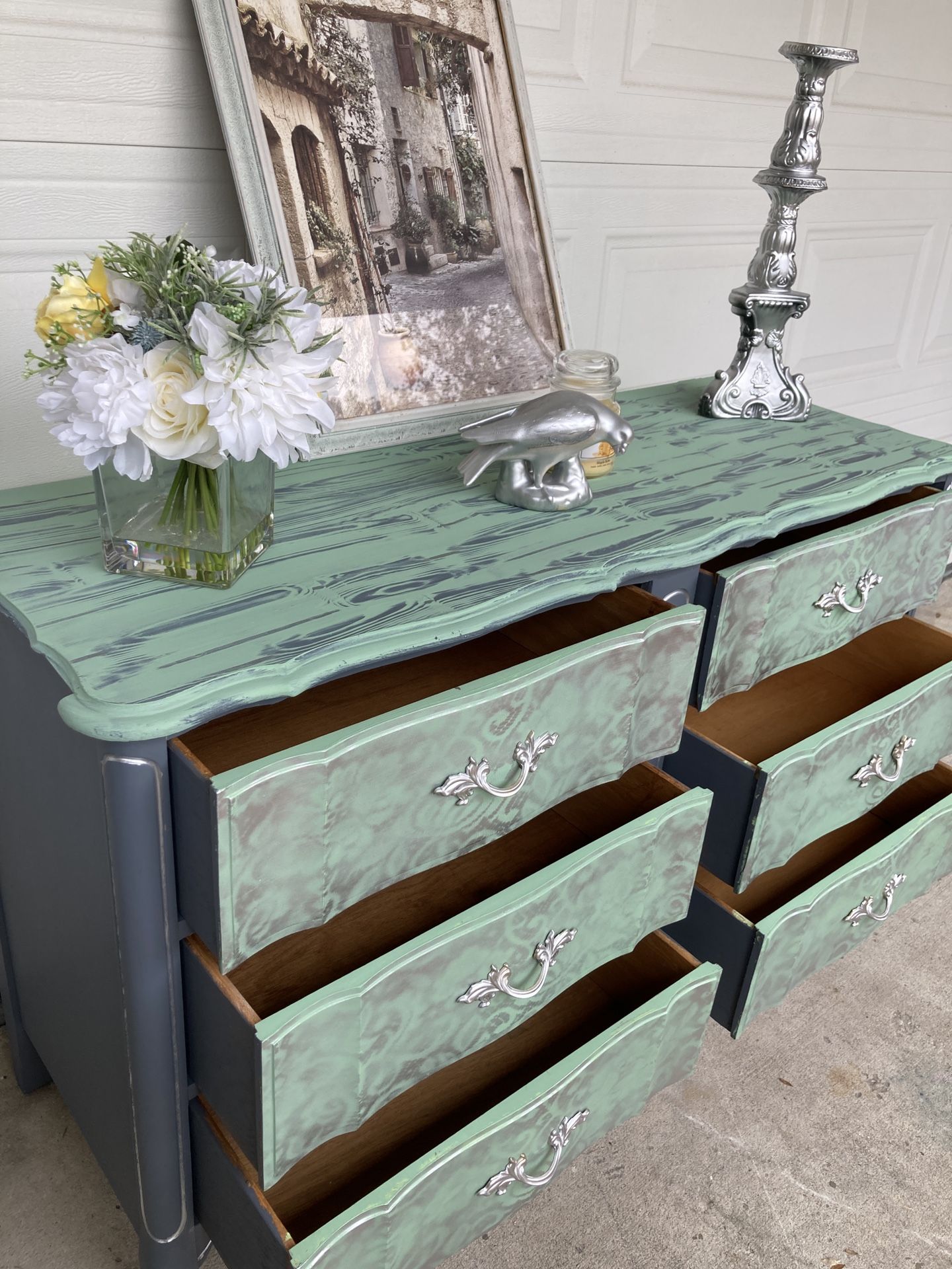 Grey Sage Green Holographic Provincial Dresser
