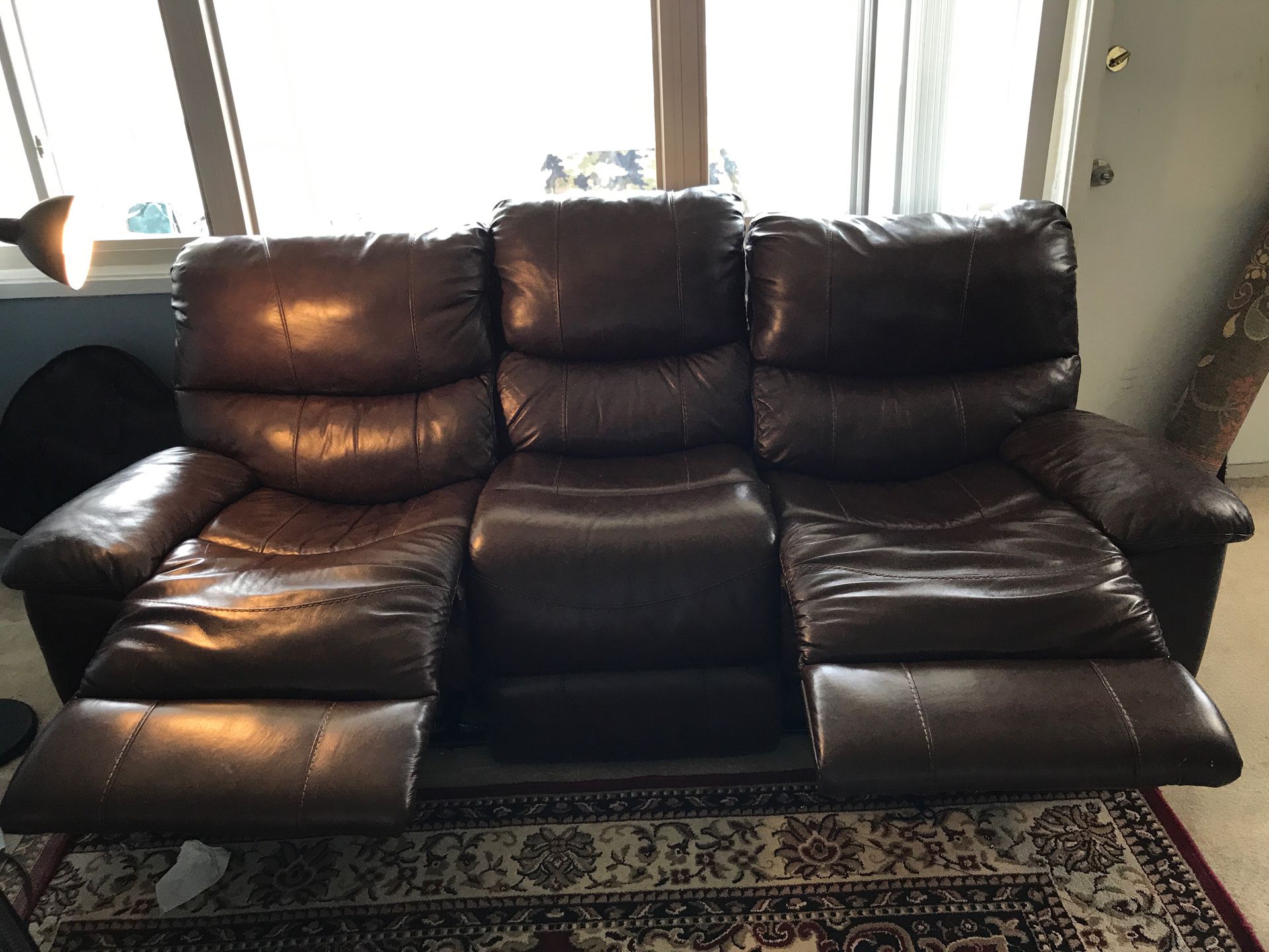 recliner sofa 🛋 dark brown leather
