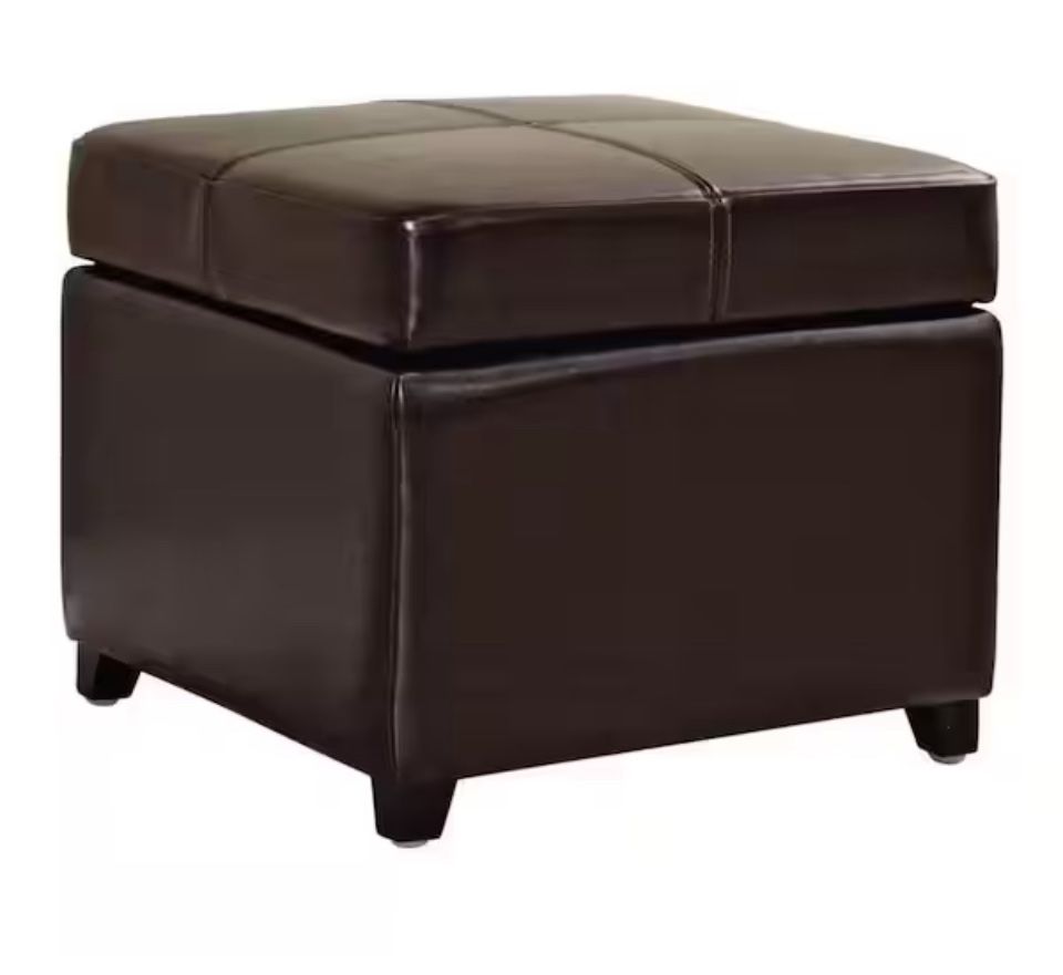 Baxton Studio Maria Traditional Brown Faux Leather Upholstered Ottoman