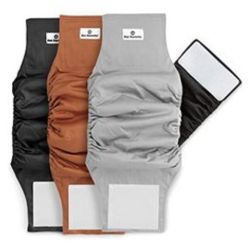 3 Large Male Dog Diapers Washable Wraps Belly Band Reusable Rust Grey Black