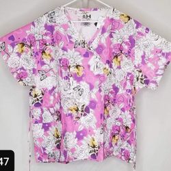 3x Monkey Print Scrub Top New 