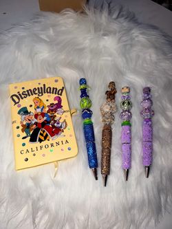 Disneyland Notebook and Beaded Character Pens Set