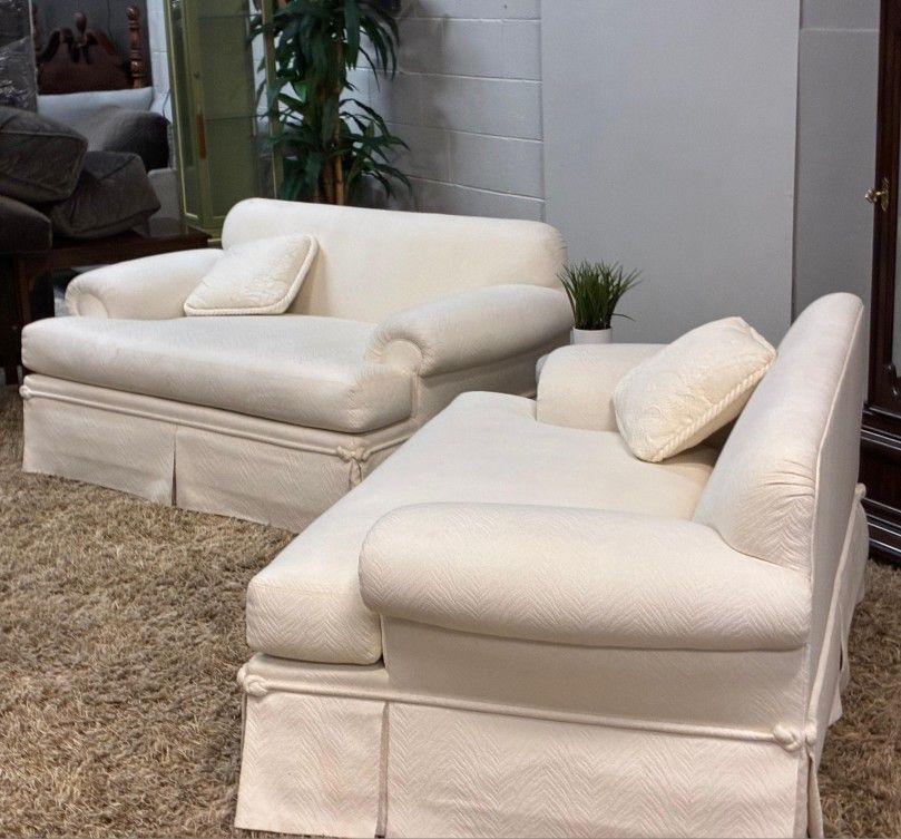 Hooker Designer Loveseats – Cream Fabric (Pair) USA MADE - 
SAME FREE DAY DELIVERY