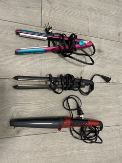 Ceramic Flat Iron Hair Straightener + Curling Iron + Crimper Combo