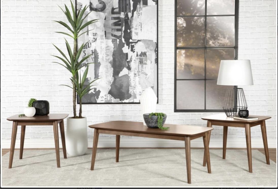 3 Pc Walnut Coffee Table & 2 End Tables