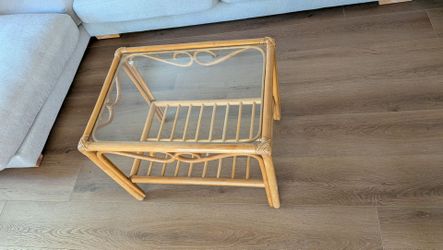 Rattan Coffee Table with Glass Top
