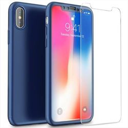 New iPhone X Thin / slim Case 360 Degree Full Body Protection Hard + Glass Screen Protection