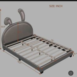 Full Size Upholstered Platform Bed, Gray