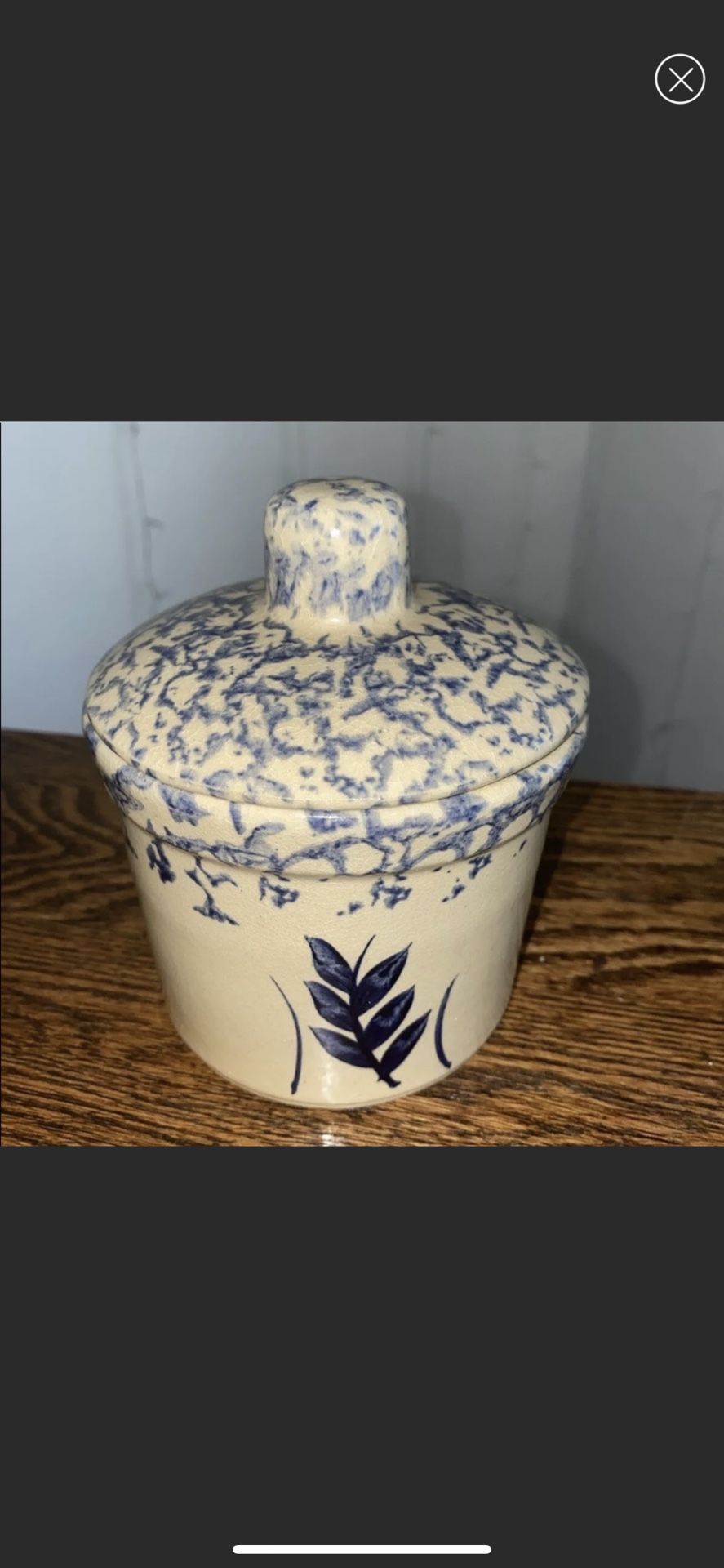 RRP Co Roseville Ohio Pottery Blue Wheat Small Canister