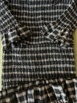 Black Plaid Smocked Dress