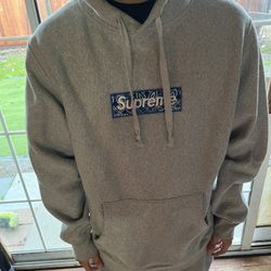 Supreme Bandana Box Logo Hooded Sweatshirt 'Heather Grey' Size Medium 