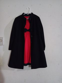 Gymboree Black Coat Red Dress Hat Set Sz 7 to 10