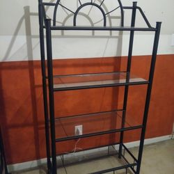 Wrought Iron Standing Shelf Glass Shelf