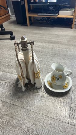 Vintage Floral Pitcher and Saucer Set