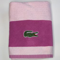 Lacoste Pink Color Block Bath Towel 