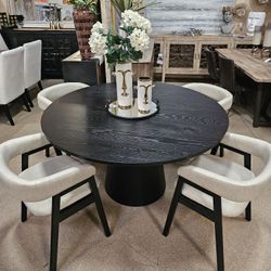 Summer sale!! 5 pc 59" Round Modern Dining Table Set.