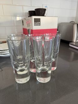 Set of 5 Vintage Italian Heavy Glass Liqueur/Cordial Glasses
