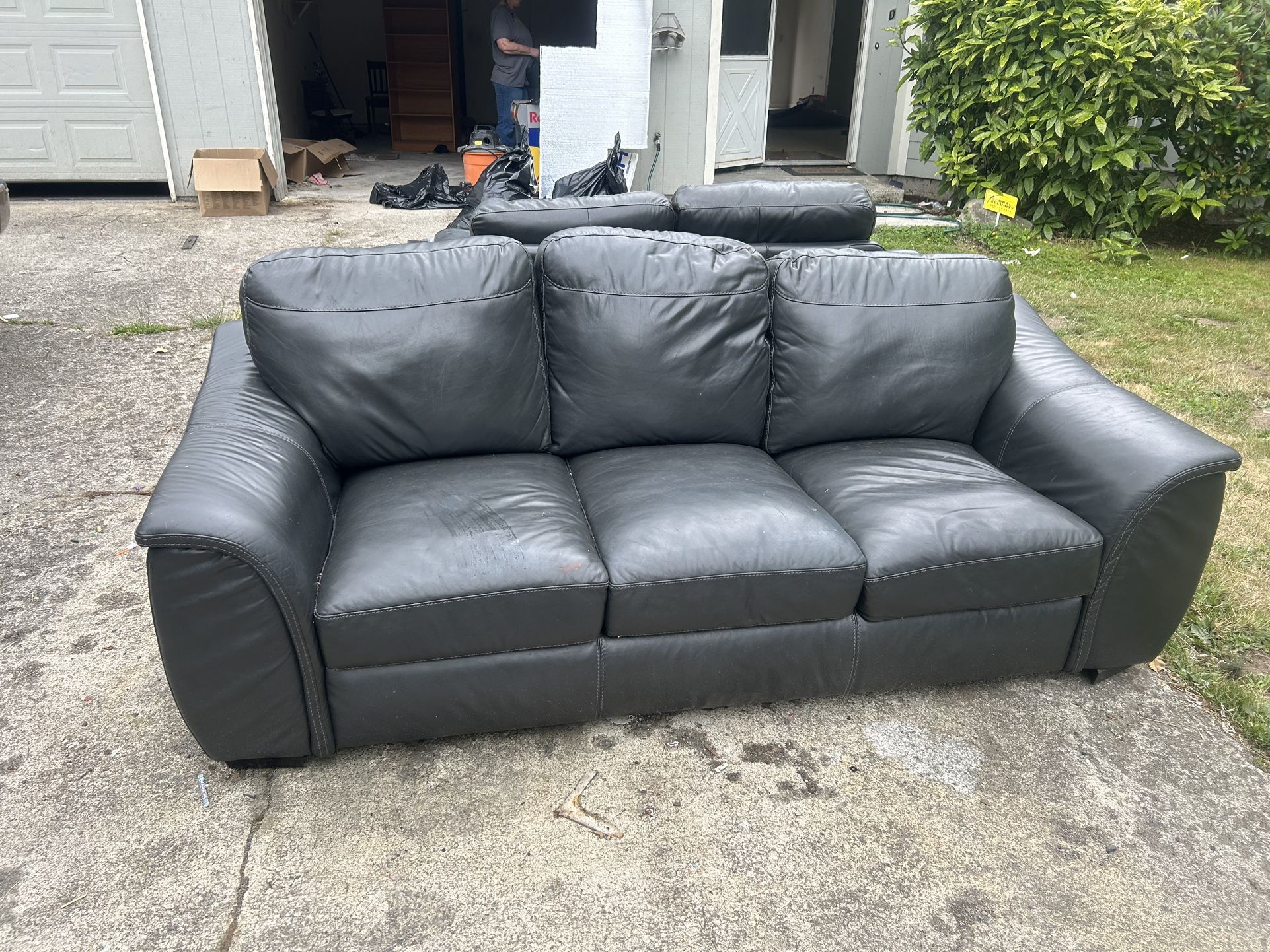 Free leather couch and loveseat