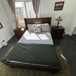 Full Sized Solid Wood Bed  Frame + Mattress