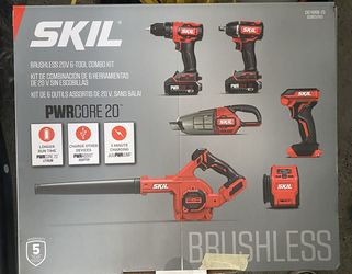 SKIL PWR CORE 20 6-Tool Brushless Power Tool Combo Kit (2-Batteries Included and Charger Included)