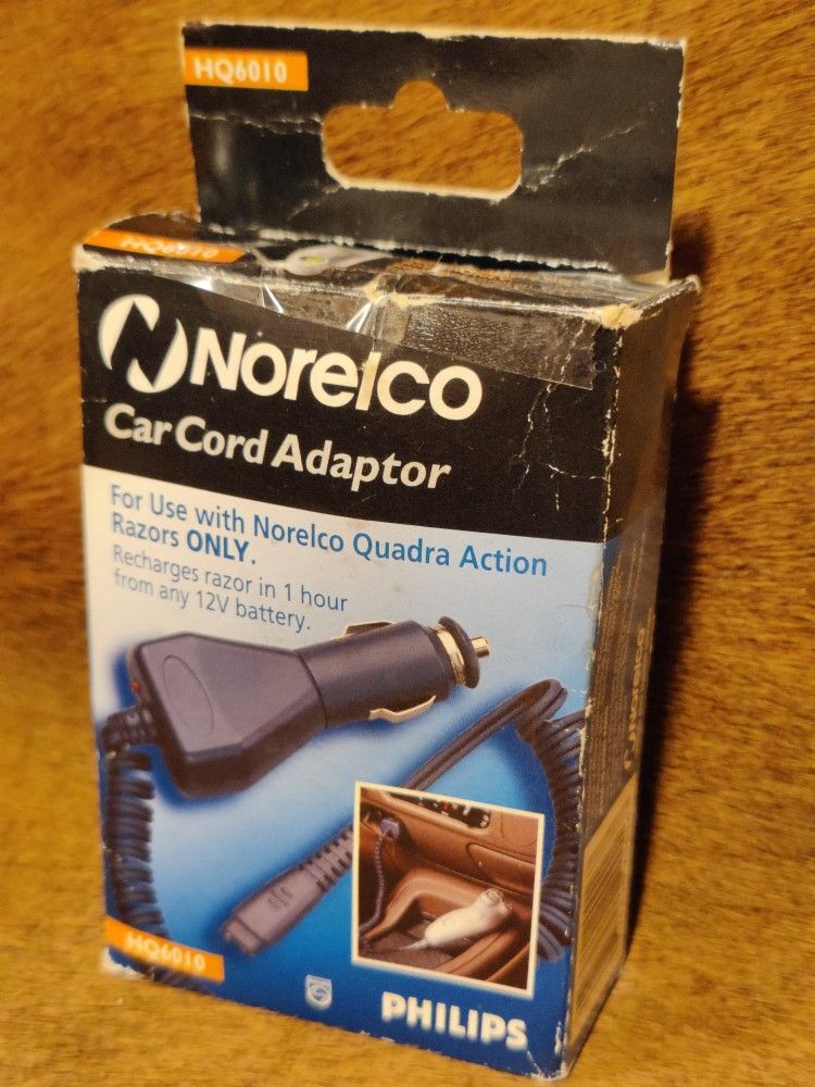 Norelco Phillips Car Cord Adapter for HQ6010 Quadra Action  Electric Razor  Good Condition!